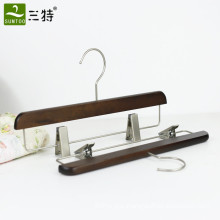 retro wooden pants hanger with metal clips